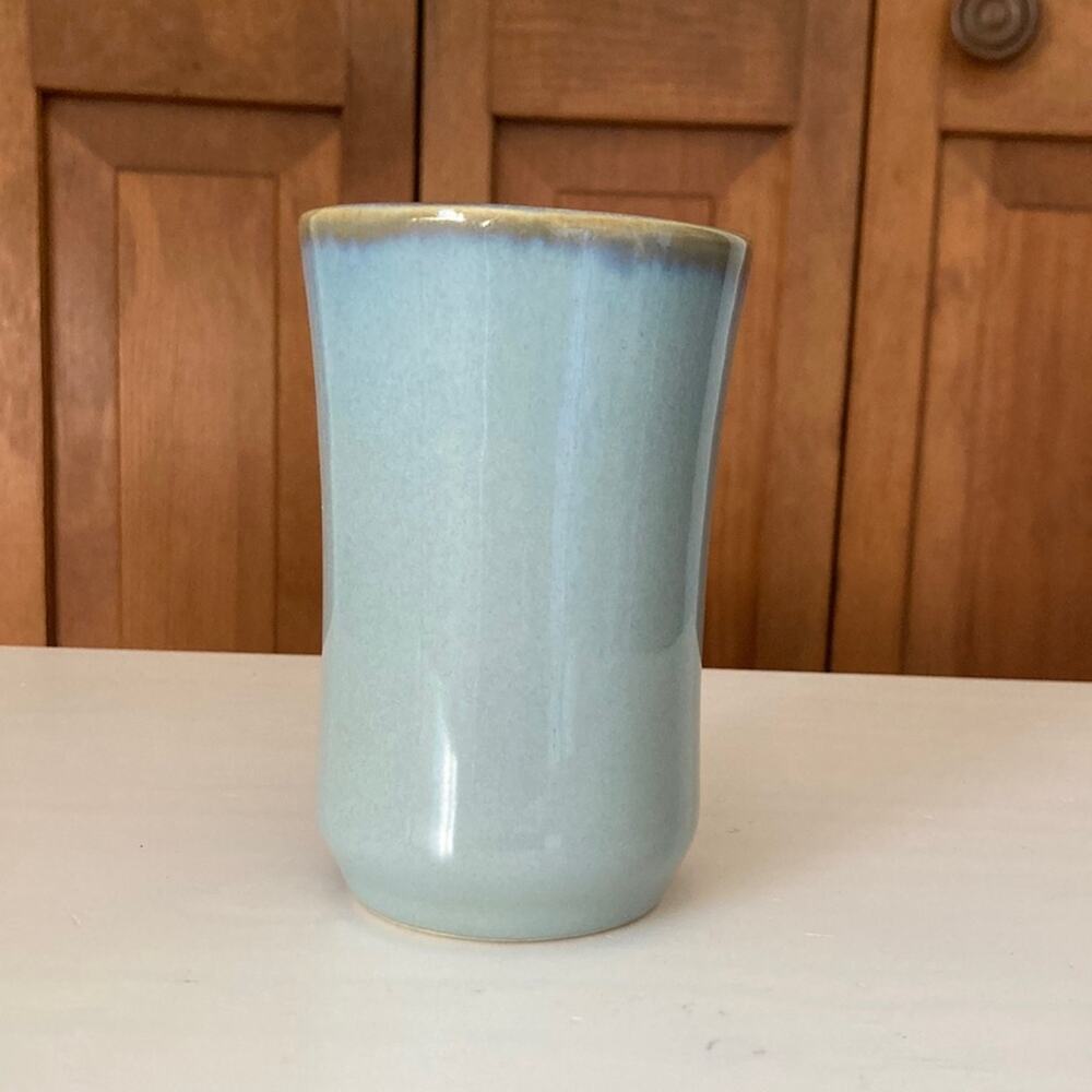 Blue Glazed Pottery Handle Less Mug